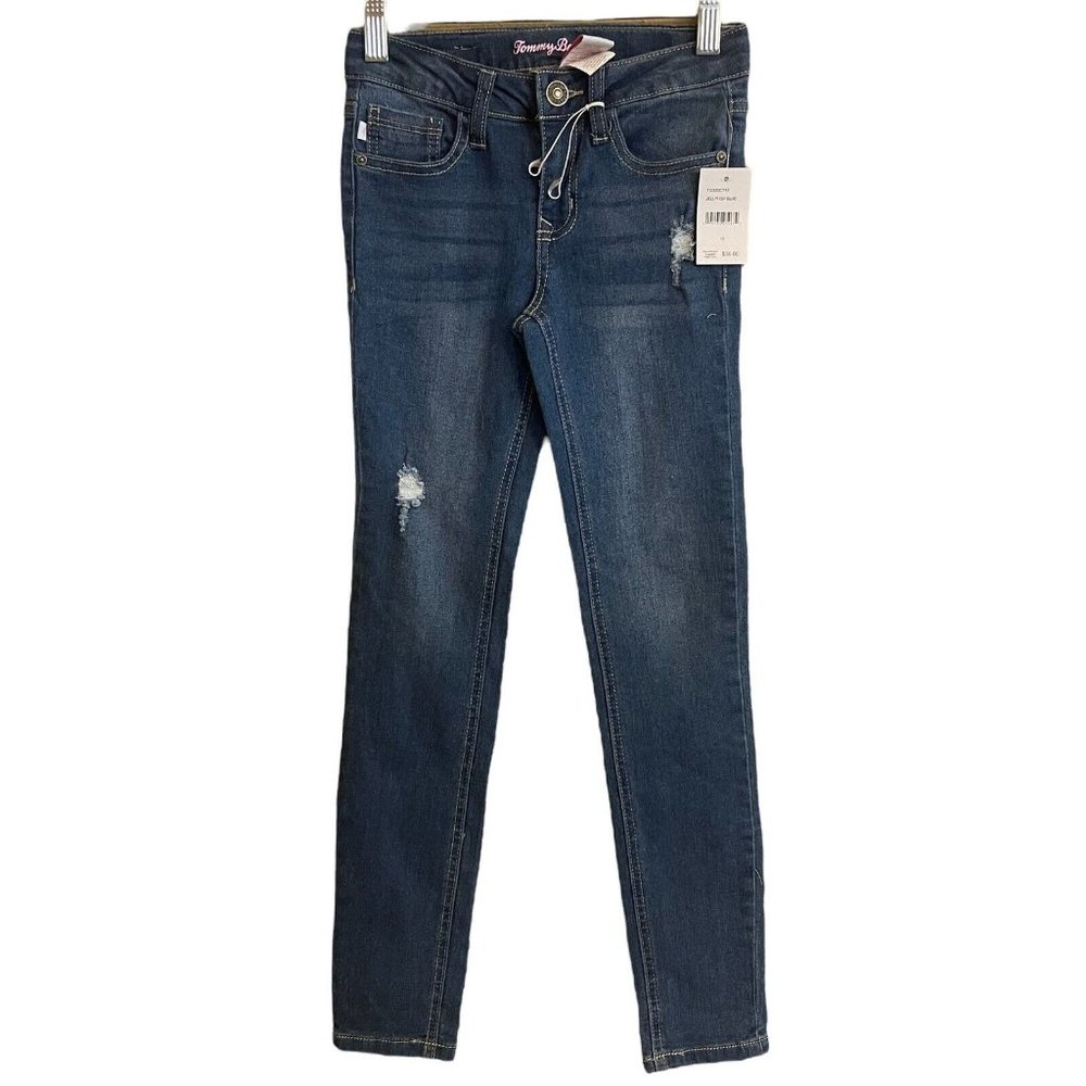 Tommy Bahama Girls Skinny Jeans Size 10 Jellyfish Blue Frayed Ripped School NEW